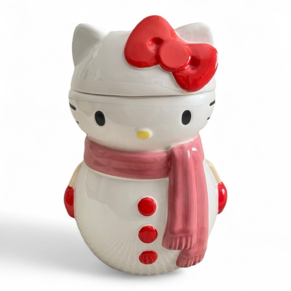 Hello Kitty Christmas Snowman Ceramic Cookie Jar Canister